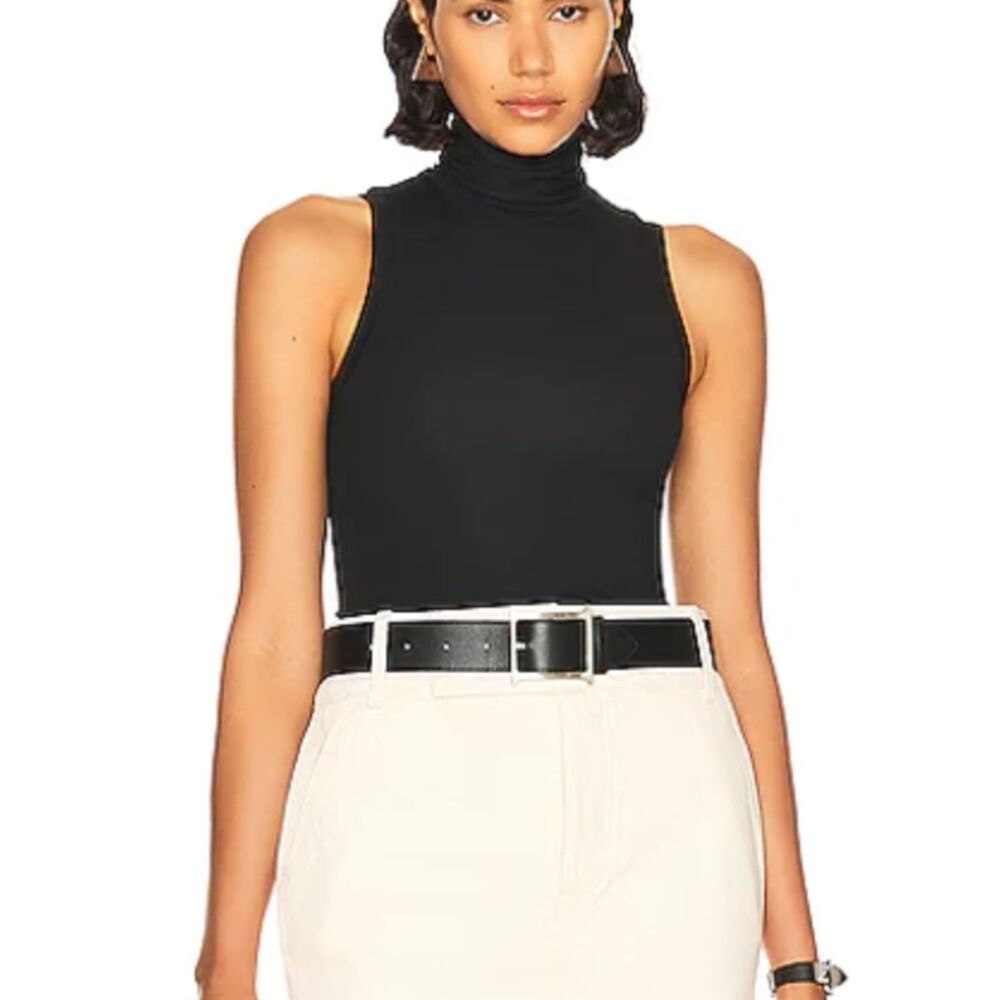 HELSA‎ Jersey Cropped Turtleneck Top Black X-Small